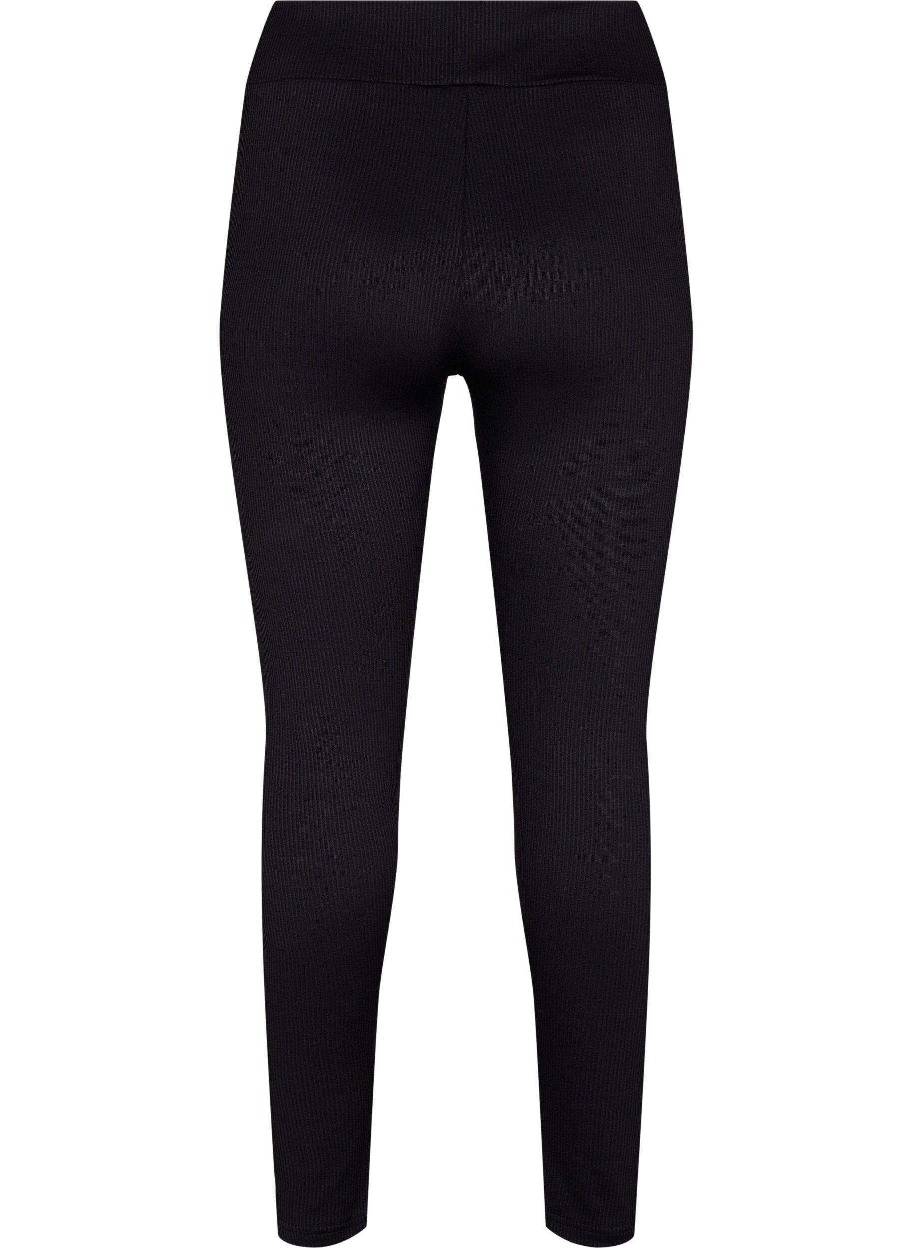 ZizziLeggings mit Stretch Rippstruktur, Black, Packshot image number 1