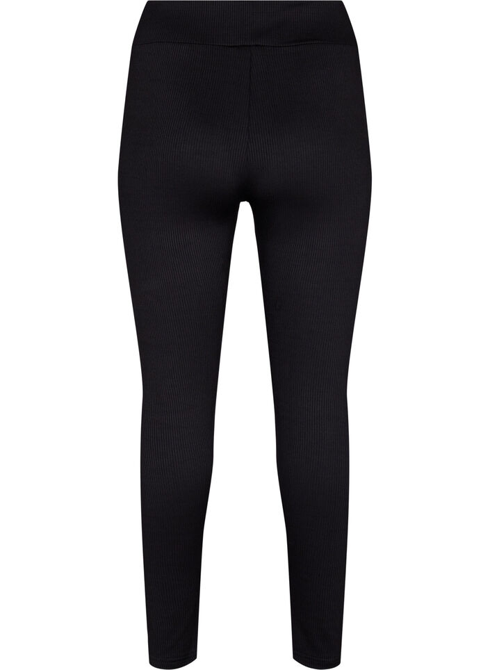 Leggings mit Stretch Rippstruktur, Black, Packshot image number 1