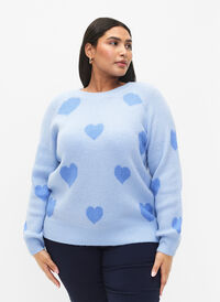 Pullover mit Herzen, Ch. Blue/Blue Bonnet, Model