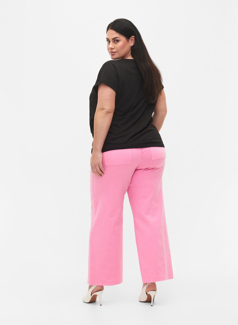 Flared Jeans mit hoher Taille, Pink, Model image number 1