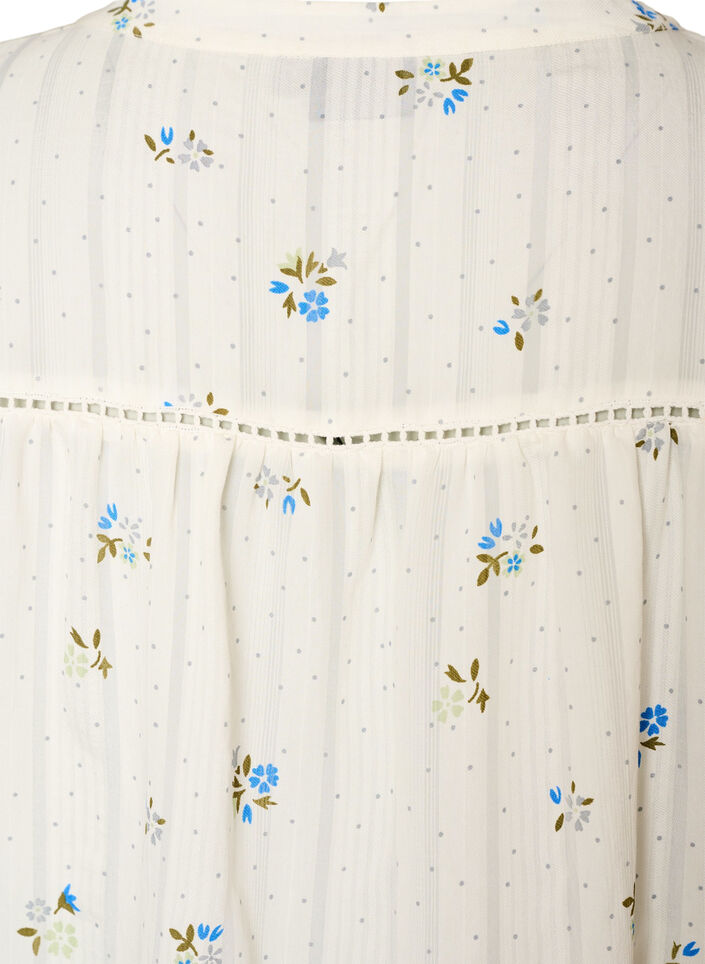 Kurzes Viskosekleid mit Spitzenbesatz und A-Linien-Schnitt, Vanille, Packshot image number 3