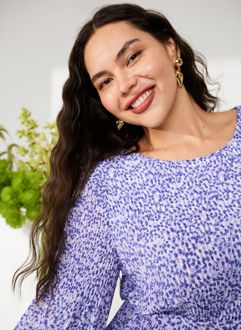 Blumen-Plissee-Kleid mit Kordelzug, Small Flower AOP, Image image number 0