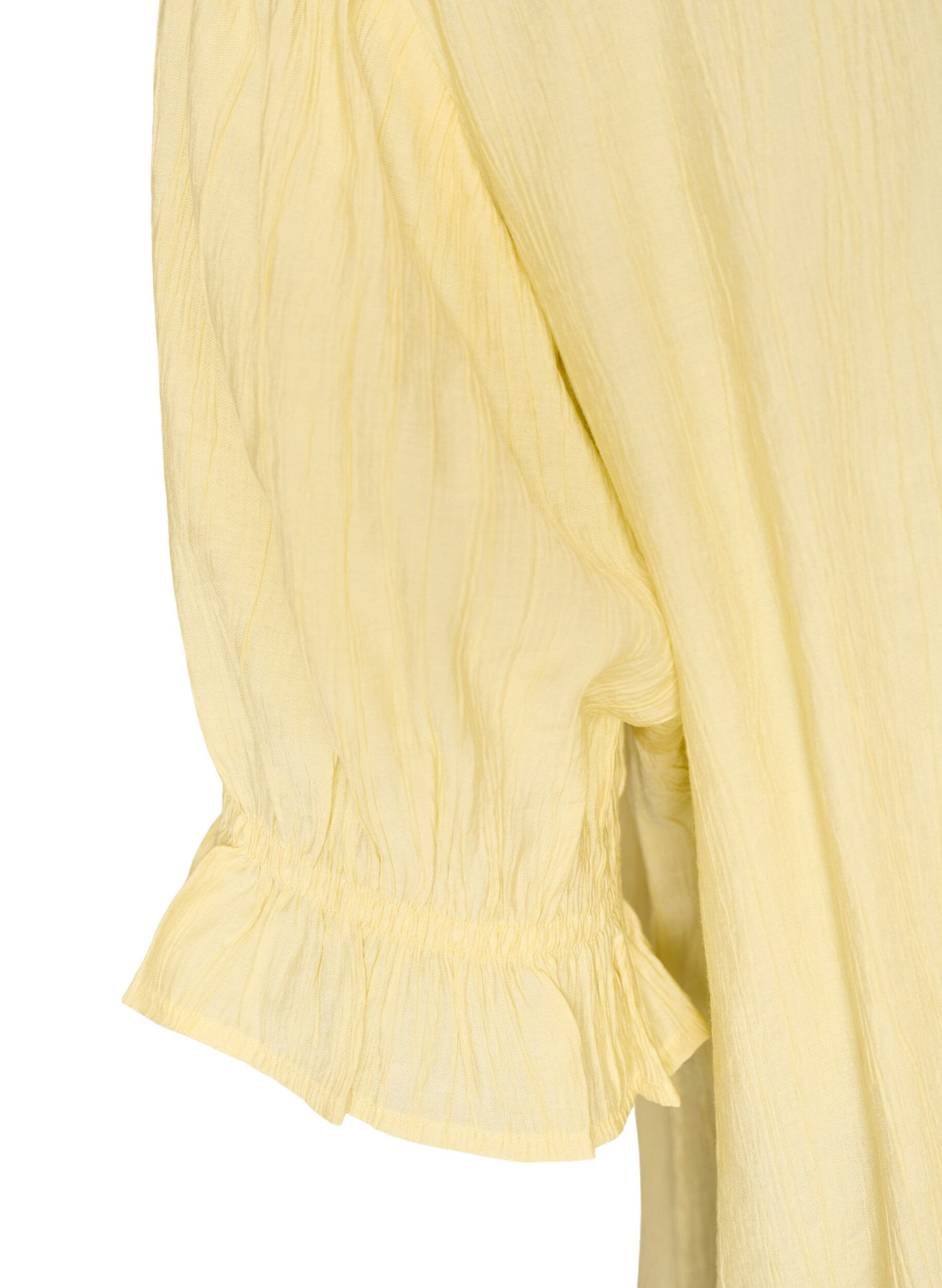 ZizziKurz&auml;rmelige Bluse aus einer Viskosemischung mit Struktur und R&uuml;schen&auml;rmeln, Gelb, Packshot image number 3