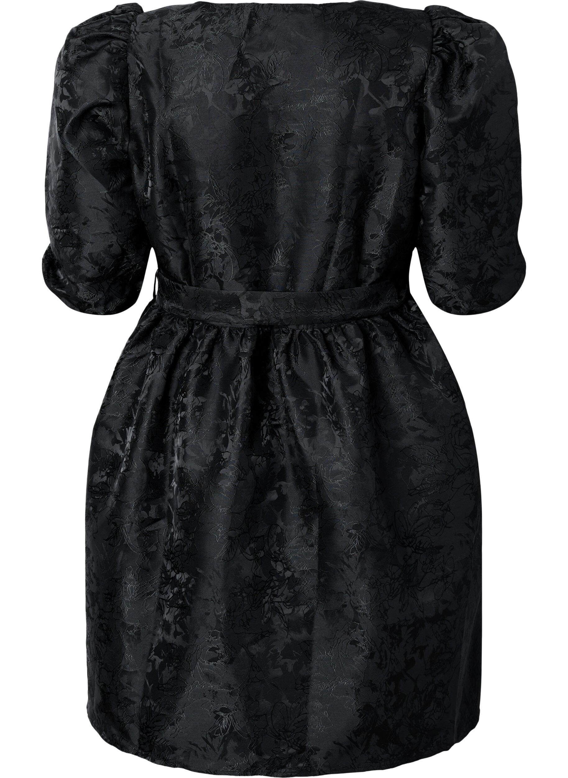 ZizziKurzes Wrap-Kleid mit 3/4-&Auml;rmeln, Black, Packshot image number 1