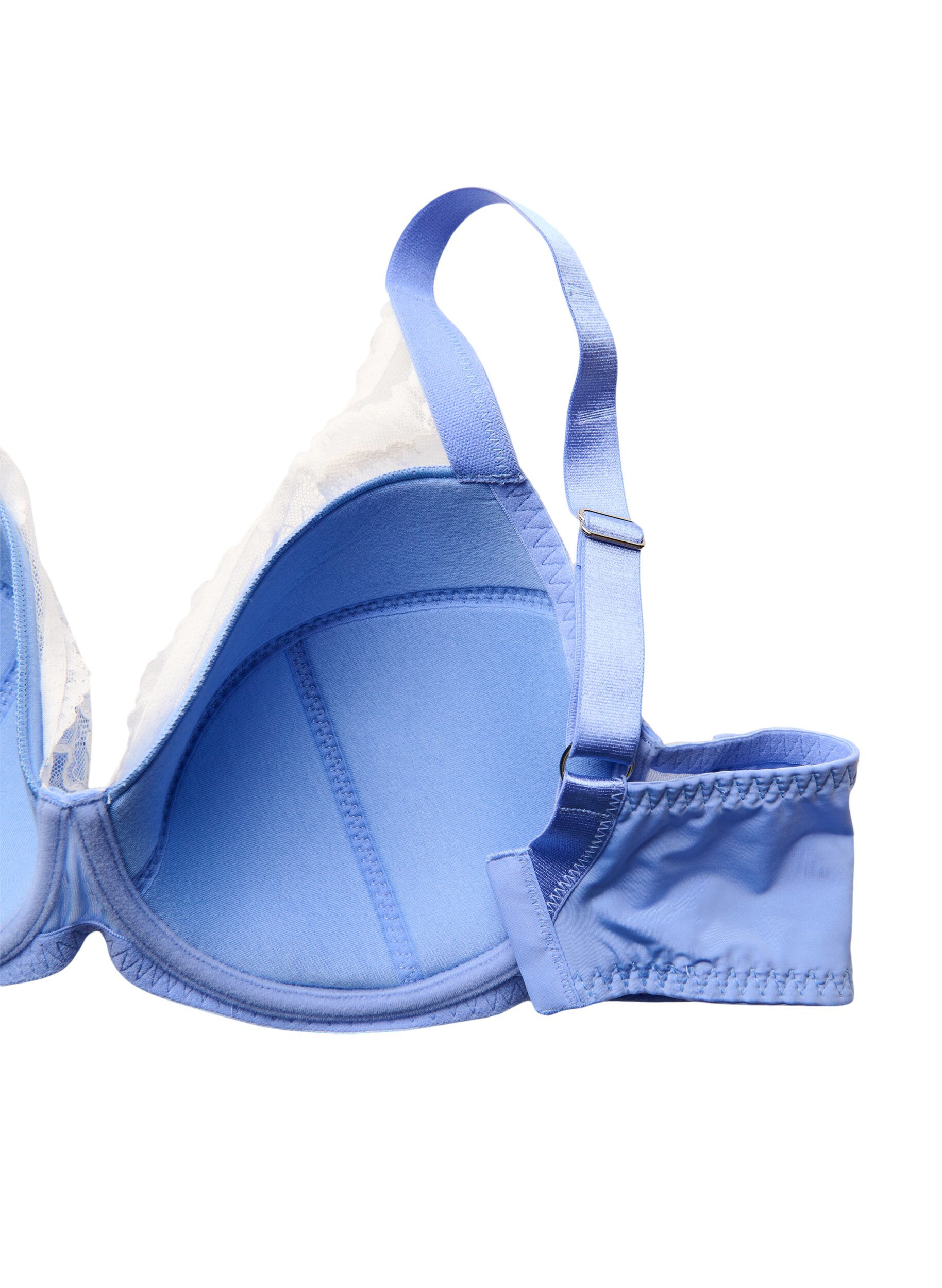ZizziGepolsterter BH mit Spitze und Mesh, Blau, Packshot image number 3