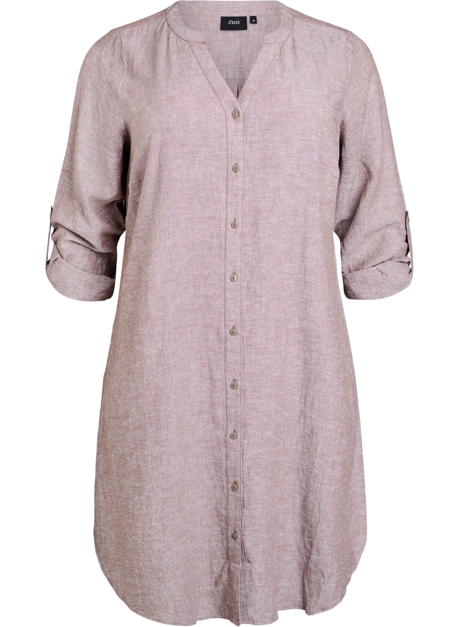Lange Bluse aus Leinen und Viskose