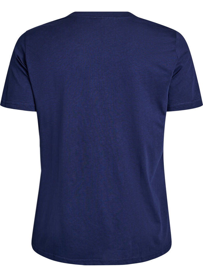 Basic T-Shirt aus Baumwolle mit Rundhalsausschnitt, Blau, Packshot image number 1