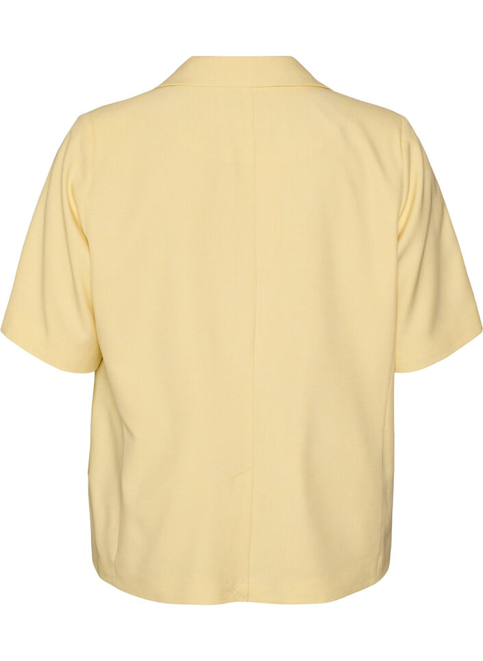 Blazer mit kurzen &Auml;rmeln und Revers, Gelb, Packshot image number 1