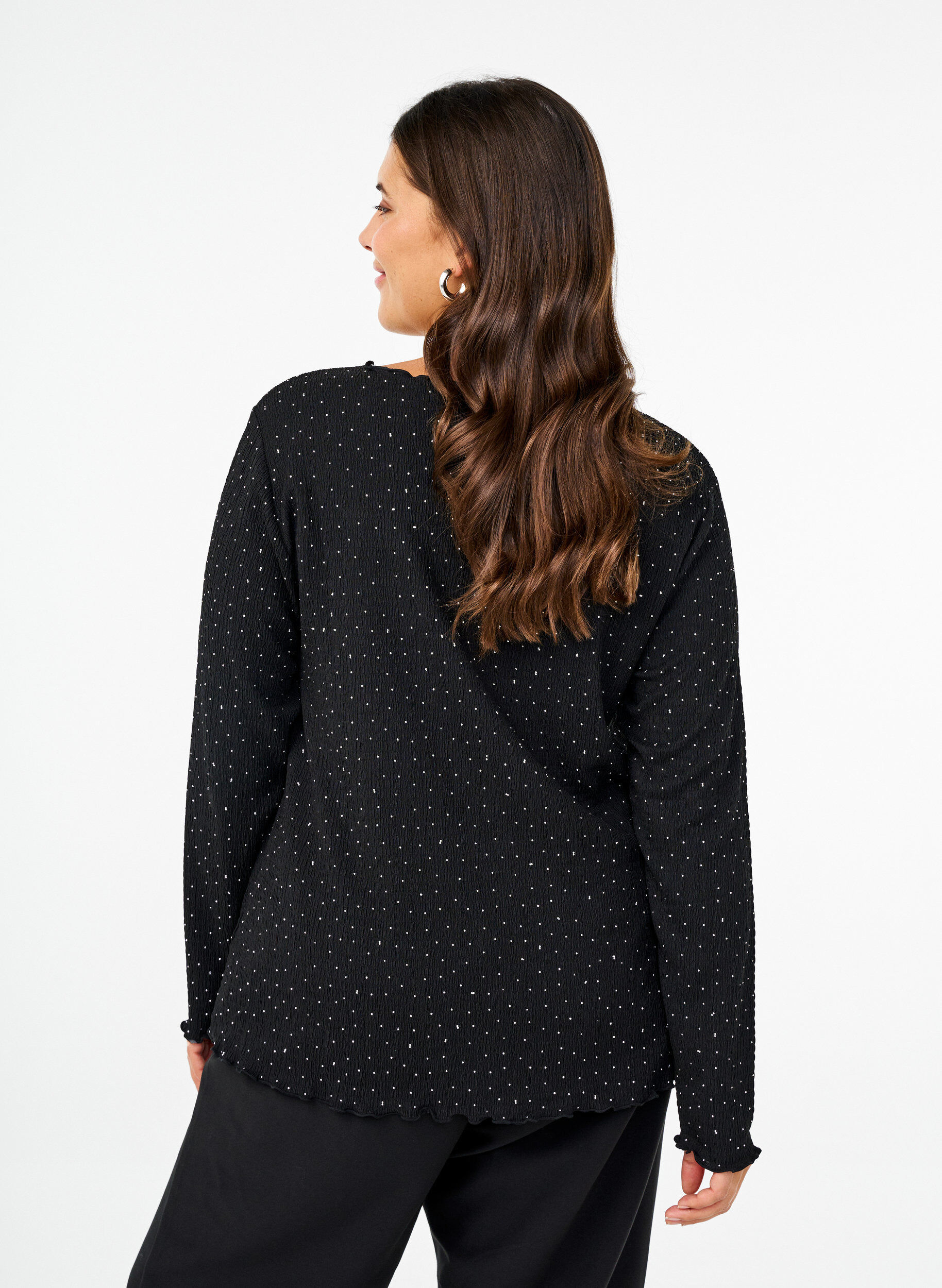 ZizziLang&auml;rmlige Bluse mit Strasssteinen, Schwarz, Model image number 2