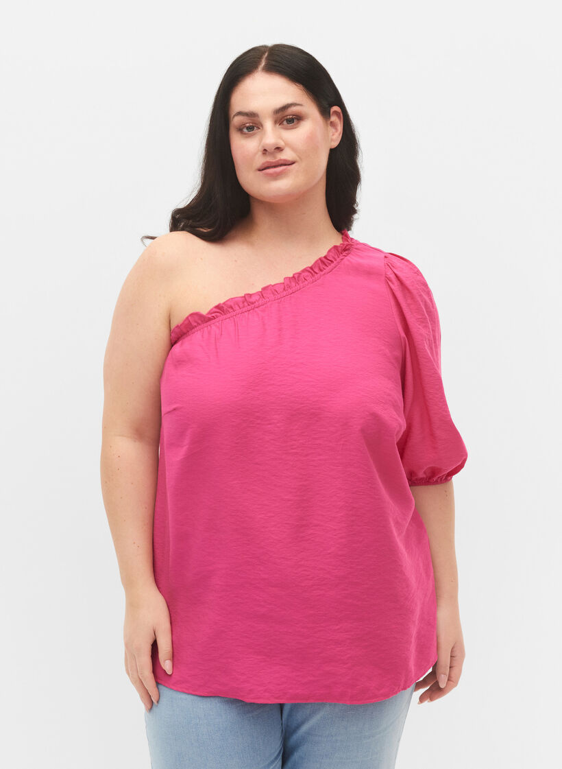 Schulterbluse aus Viskose, Pink, Model image number 0