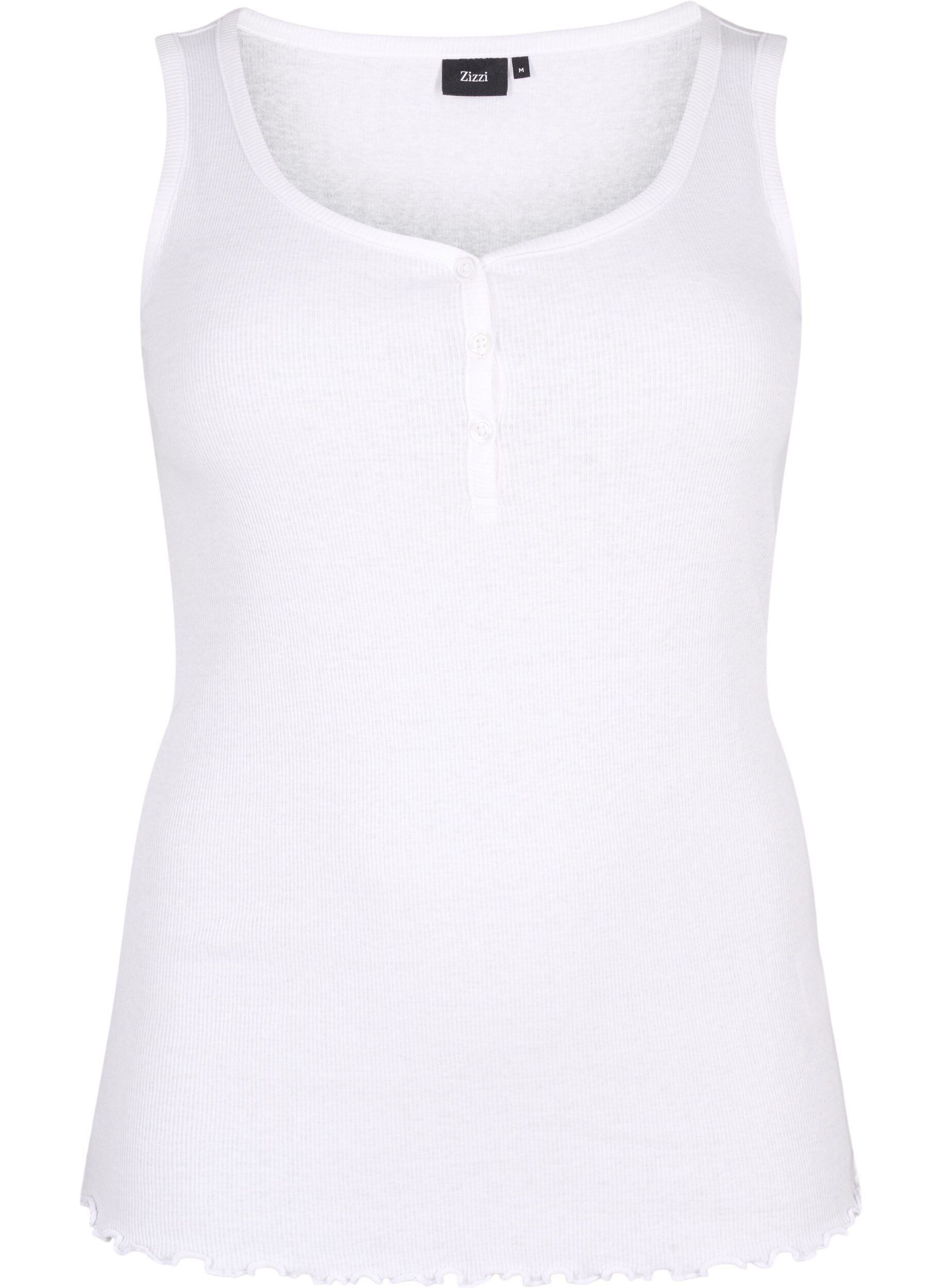 ZizziGeripptes Tanktop mit Kn&ouml;pfen, Bright White, Packshot image number 0