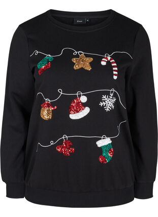 Weihnachts-Sweatshirt, Black Decoration, Packshot image number 0