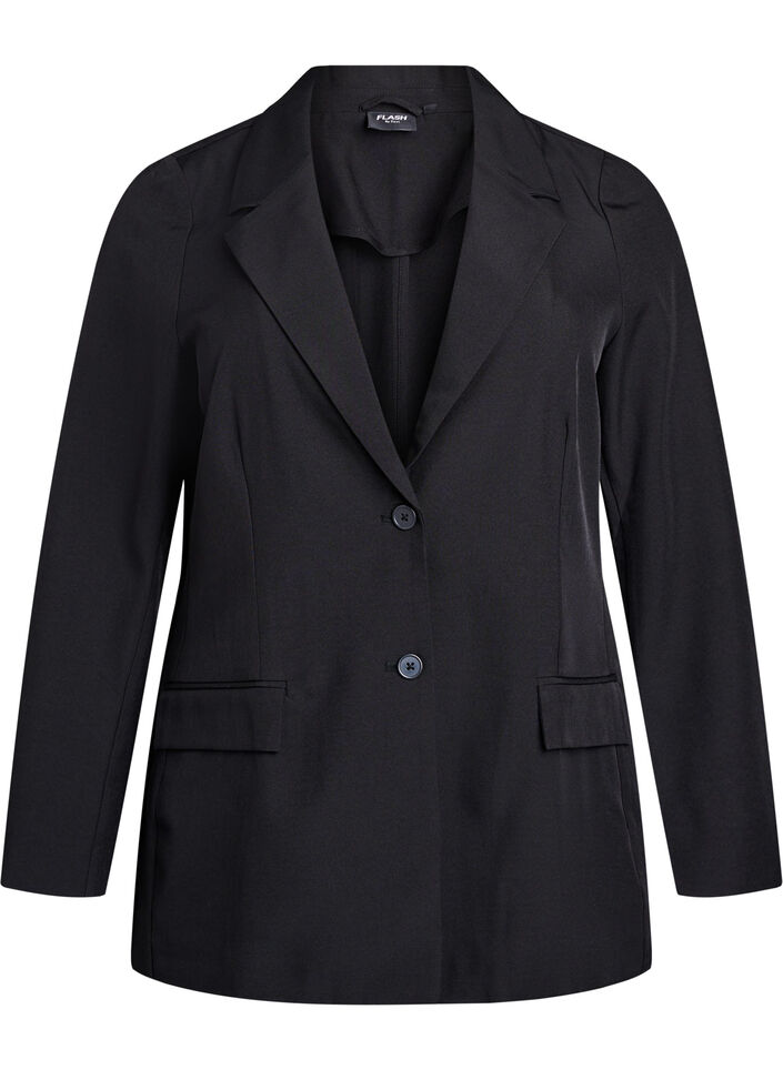 FLASH - Blazer mit Taschen und Schlitzen, Schwarz, Packshot image number 0