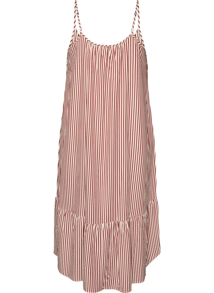 Sommerkleid mit Streifen und A-Linie, Rot, Packshot image number 1