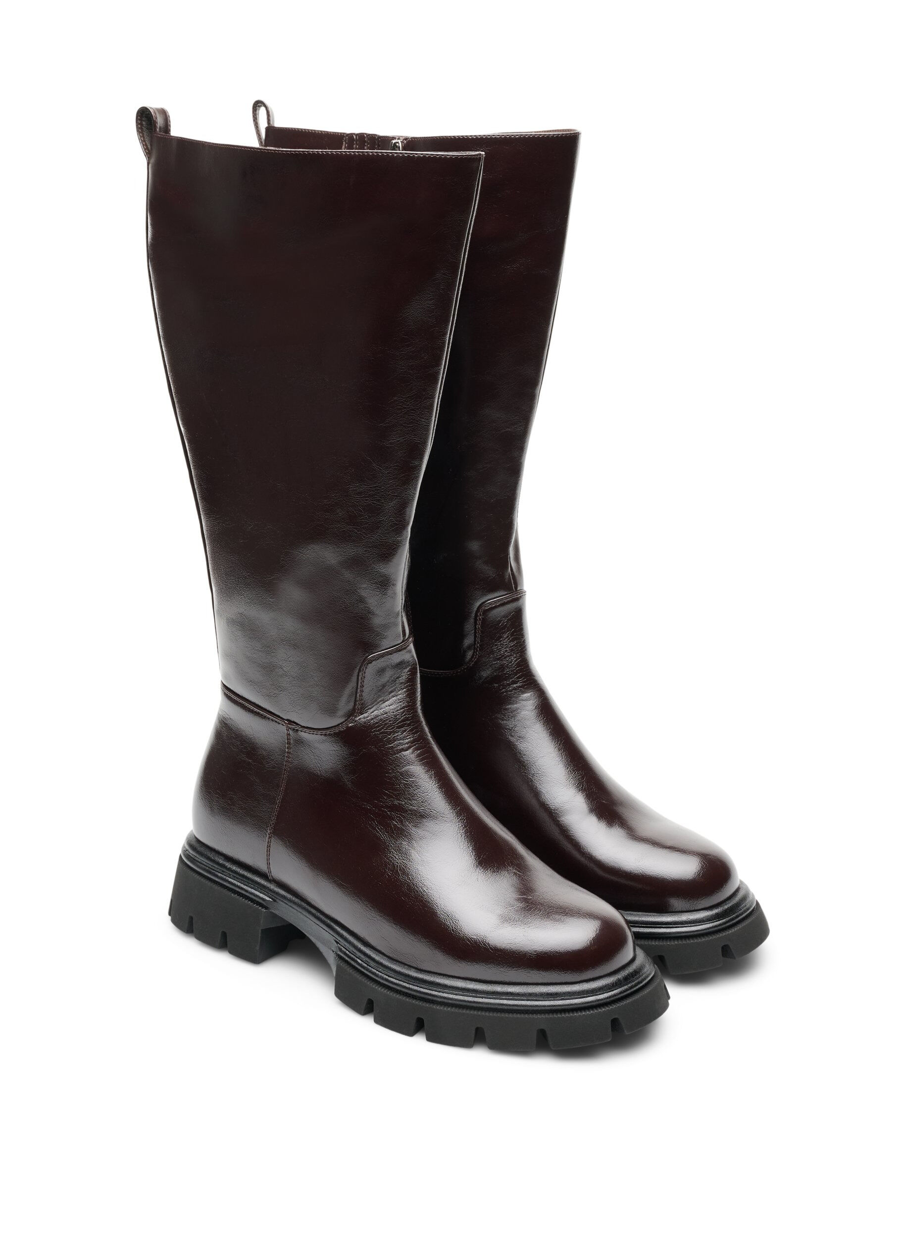 ZizziLangschaftstiefel mit leichter Crackle-Optik, Braun, Packshot image number 1
