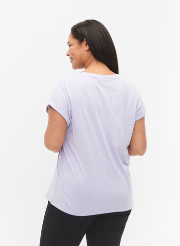 Melange-T-Shirt mit kurzen Ärmeln, Lavender Mél, Model image number 1