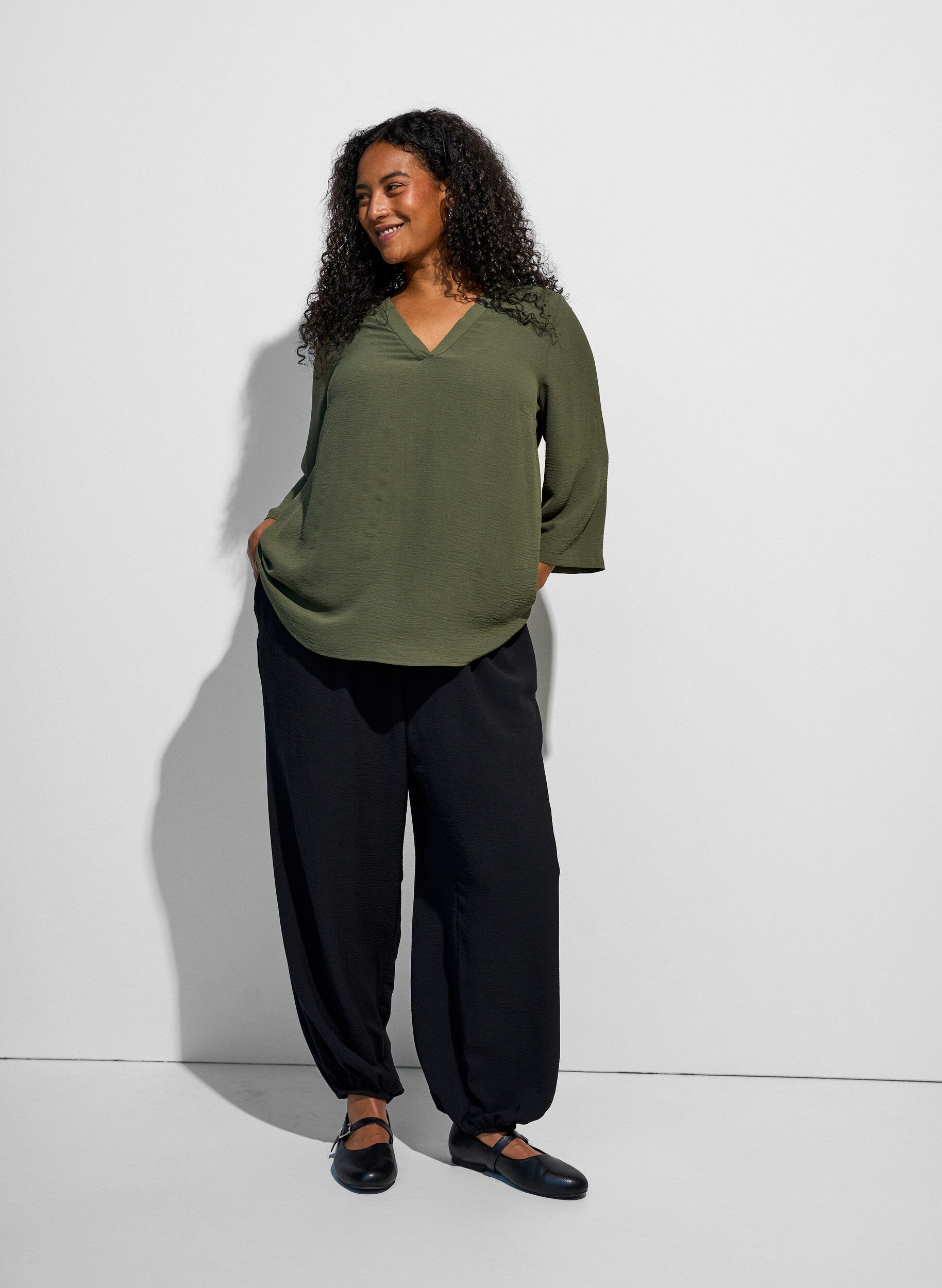 ZizziBluse mit 3/4-&Auml;rmeln, Gr&uuml;n, Model image number 1