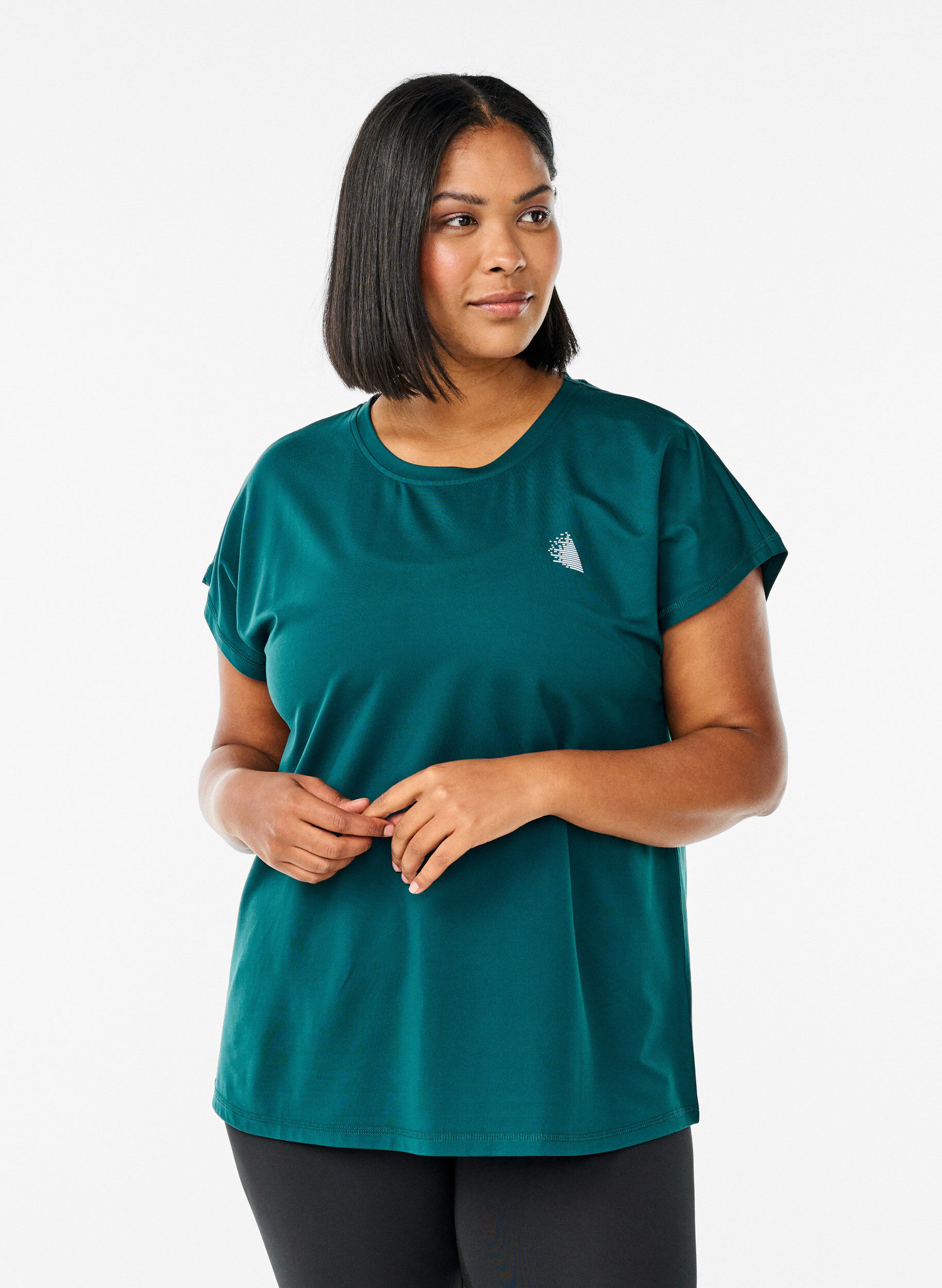 Einfarbiges Trainings-T-Shirt, Gr&uuml;n, Model