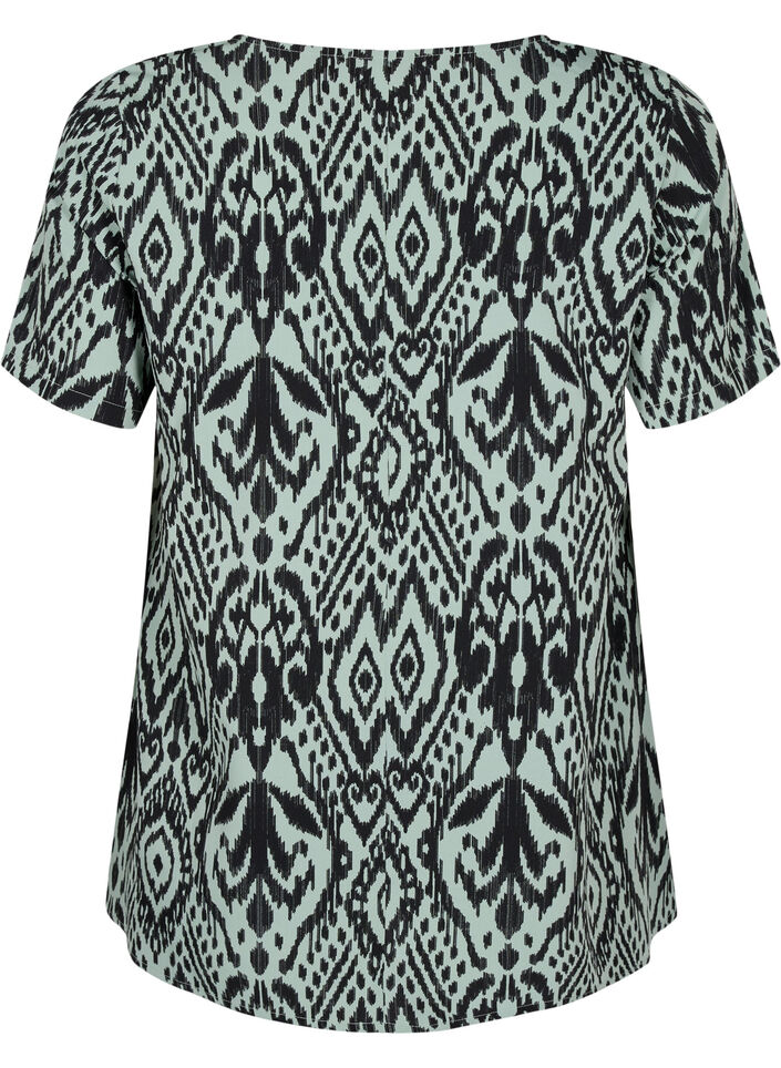 FLASH – Kurzärmelige Bluse mit Print, Green Bay Ehnic, Packshot image number 1