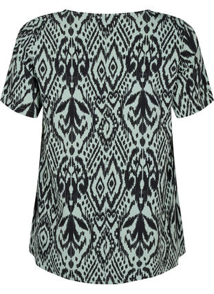 FLASH – Kurzärmelige Bluse mit Print, Green Bay Ehnic, Packshot image number 1