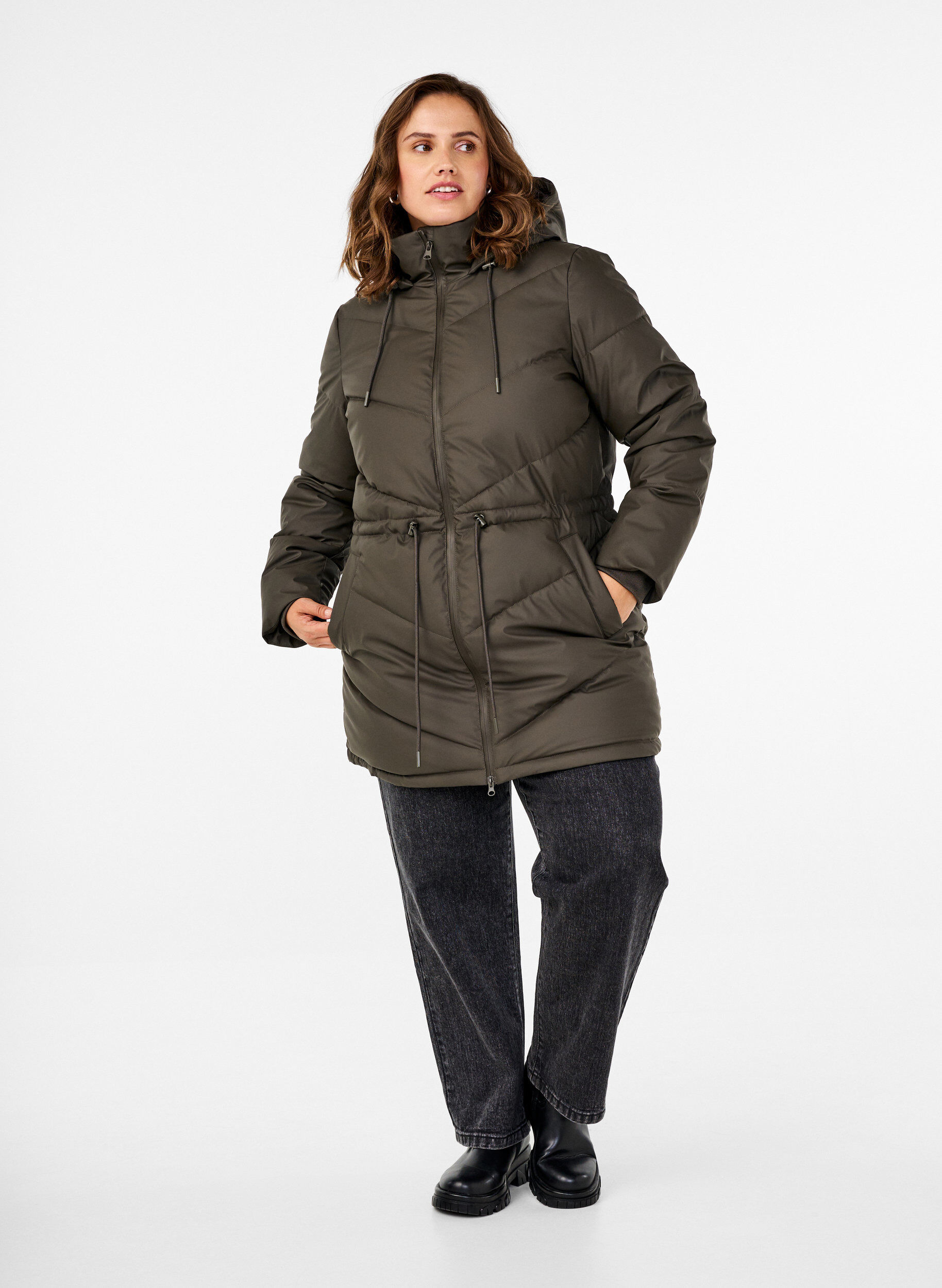 ZizziWasserabweisende Steckenjacke mit Kapuze, Braun, Model image number 1