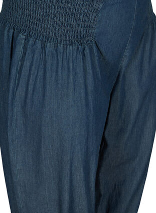 Lockere Caprihose aus Baumwolle mit Smock, Medium Blue Denim, Packshot image number 2