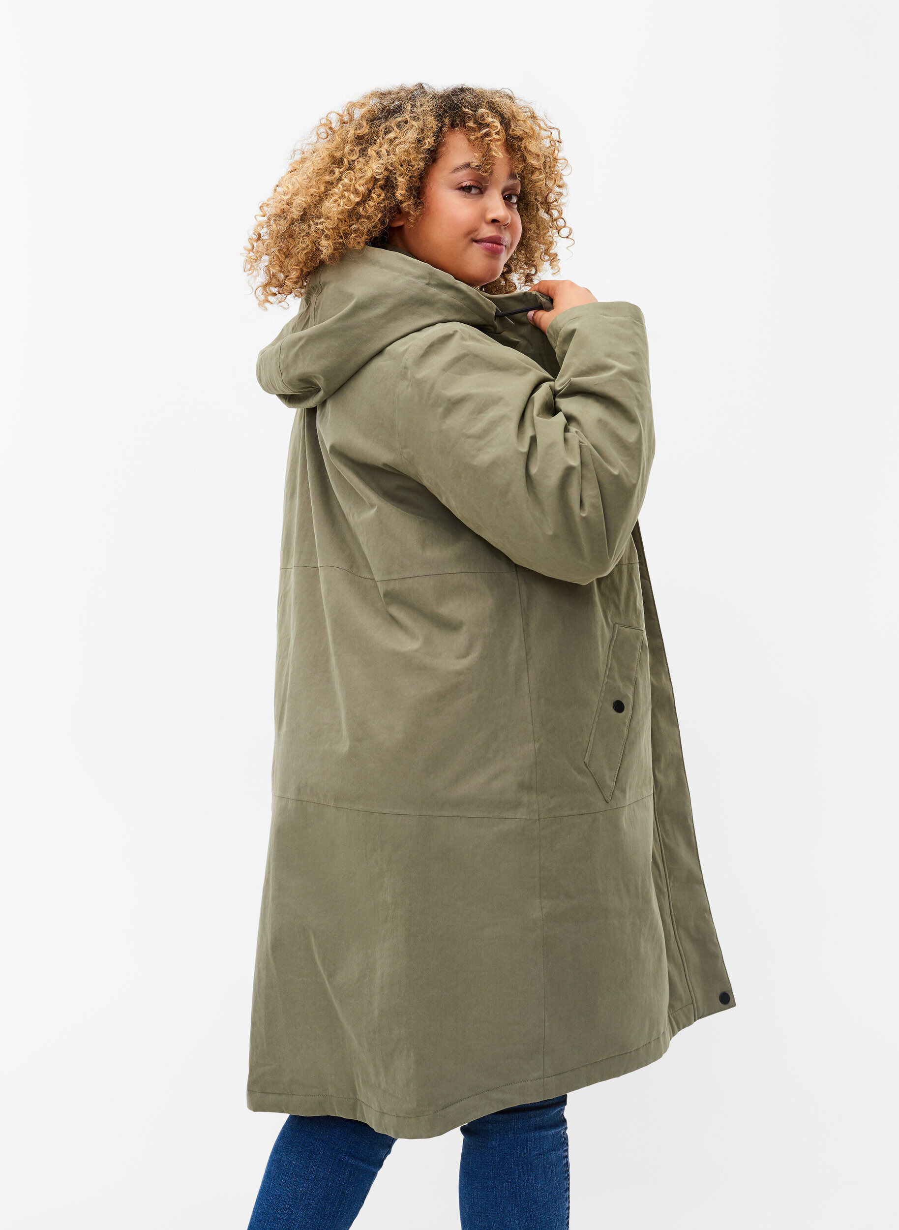 ZizziWasserdichte Jacke mit abnehmbarer Kapuze, Dusty Olive, Model image number 1