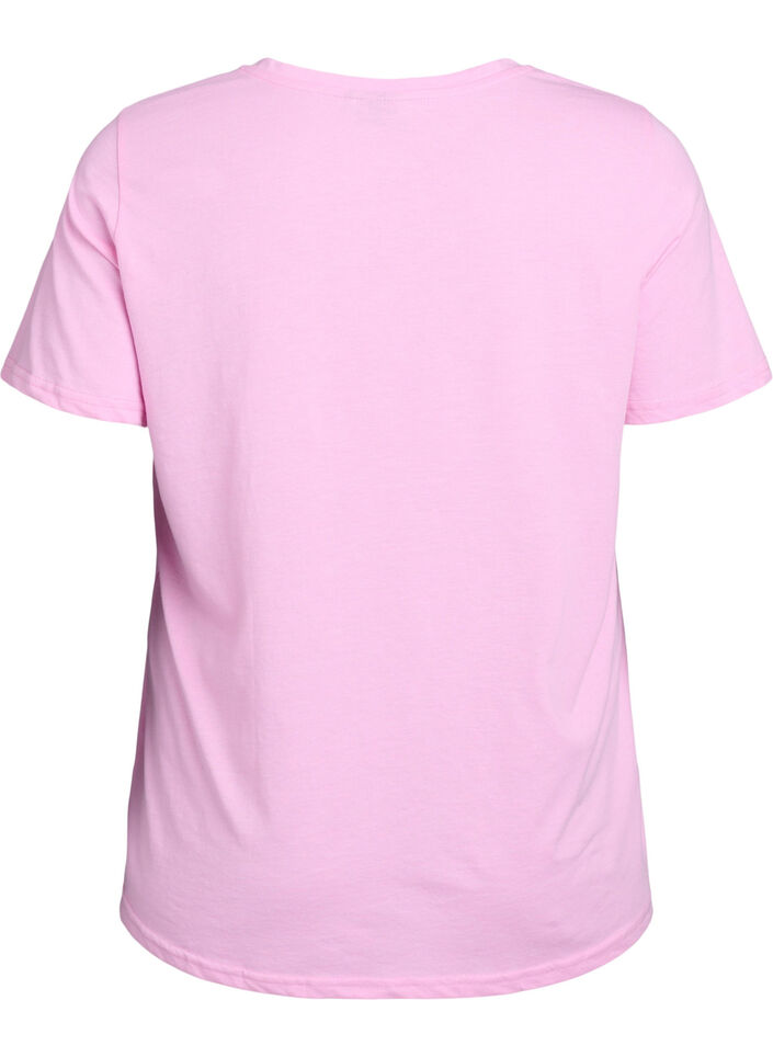 Kurz&auml;rmeliges T-Shirt mit V-Ausschnitt, Pink, Packshot image number 1
