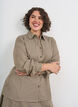 Bluse mit kleinem Karomuster und Strasssteinen, Braun, Model image number 0
