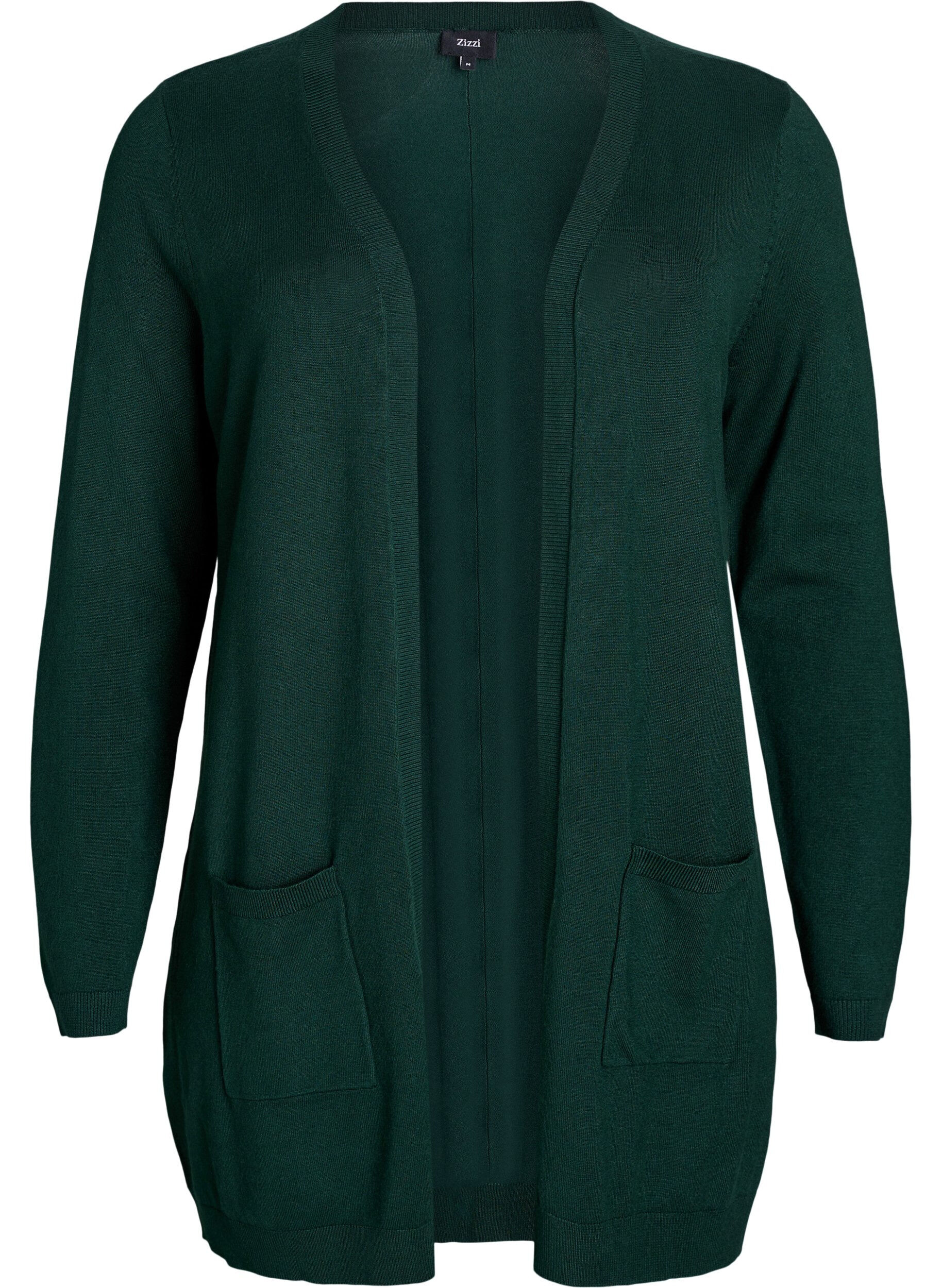 ZizziLange Strickjacke aus Viskose-Mischung, Gr&uuml;n, Packshot image number 0