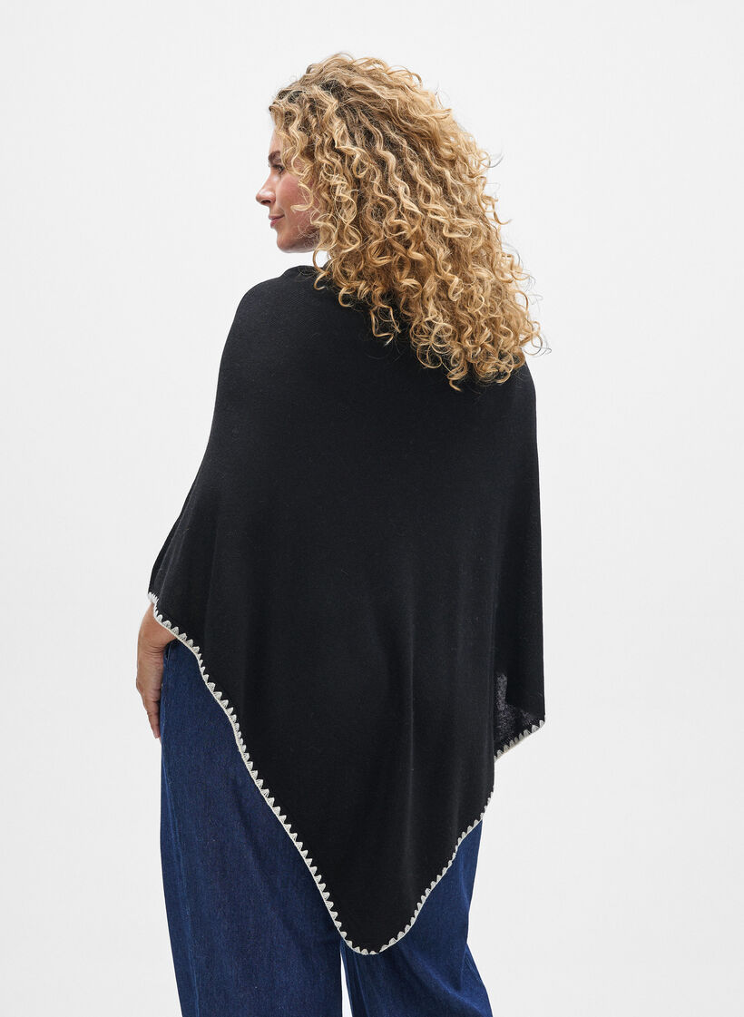 Feinstrickponcho, Schwarz, Model image number 2