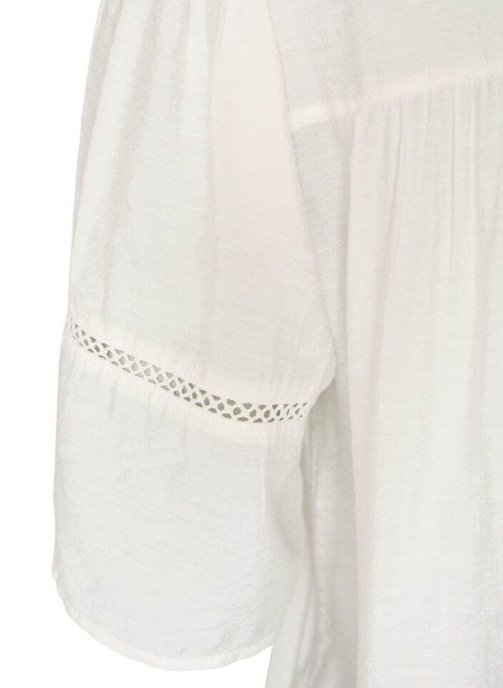 Bluse aus Viskose mit Biesen und Ballon&auml;rmeln, Vanille, Packshot image number 3