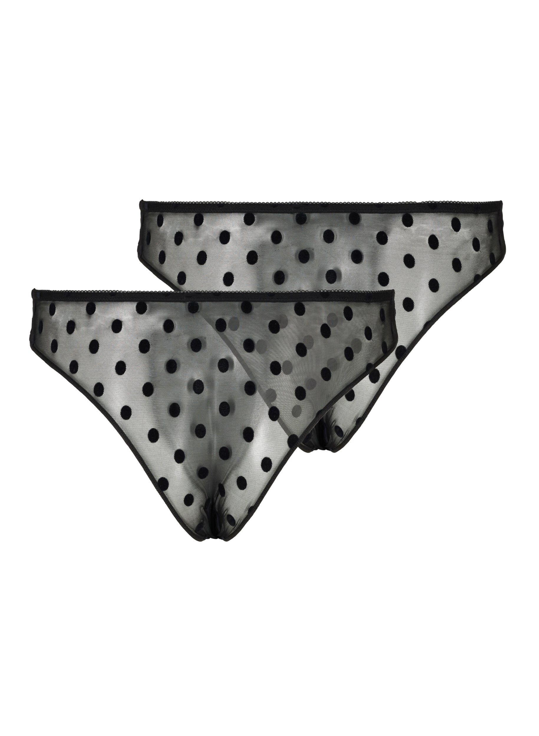 Zizzi2er-Pack G-String aus Mesh mit Punkten, Black, Packshot image number 1