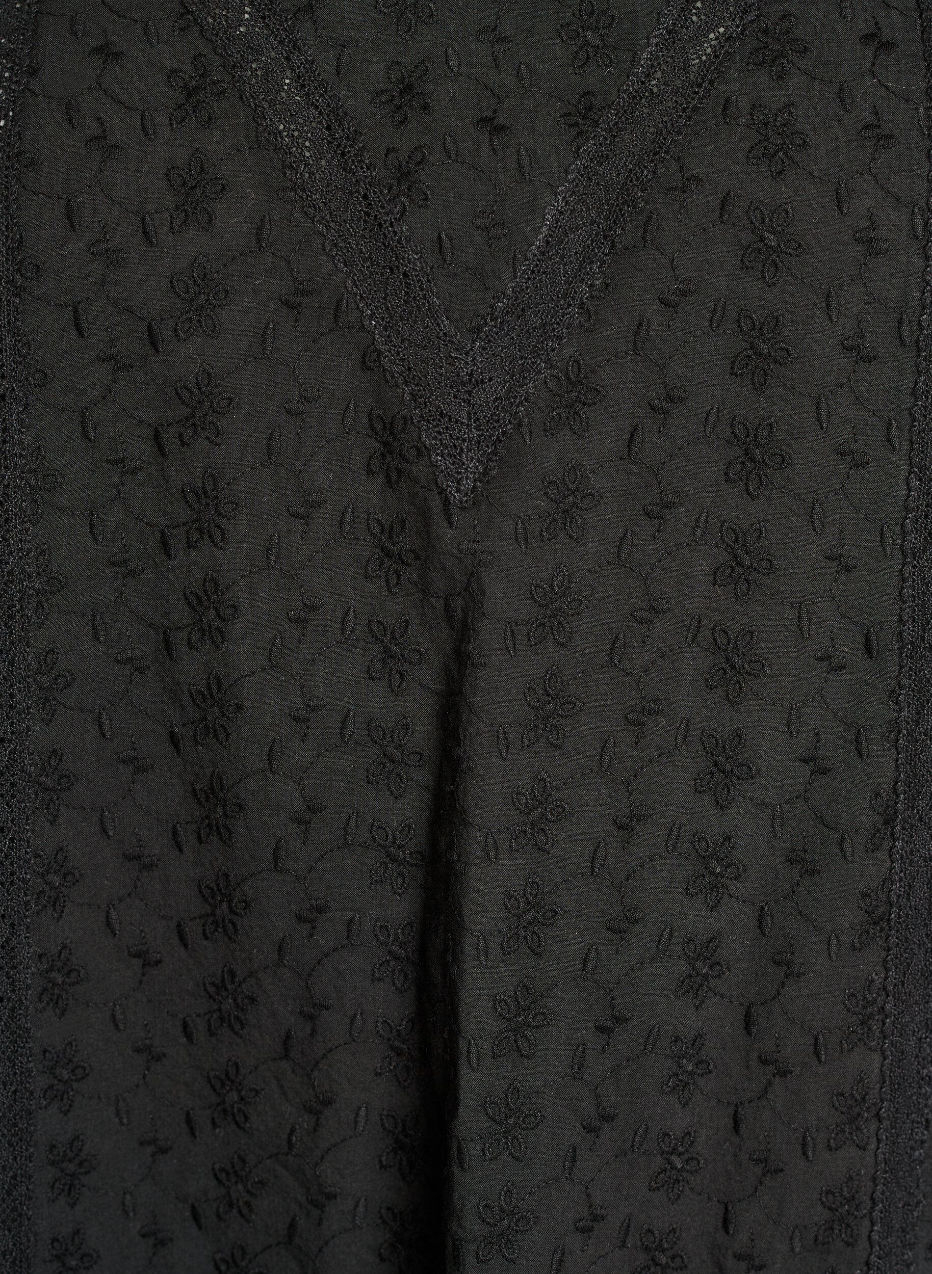 ZizziKnielanges Kleid aus Baumwolle mit Stickerei und V-Ausschnitt, Schwarz, Packshot image number 2