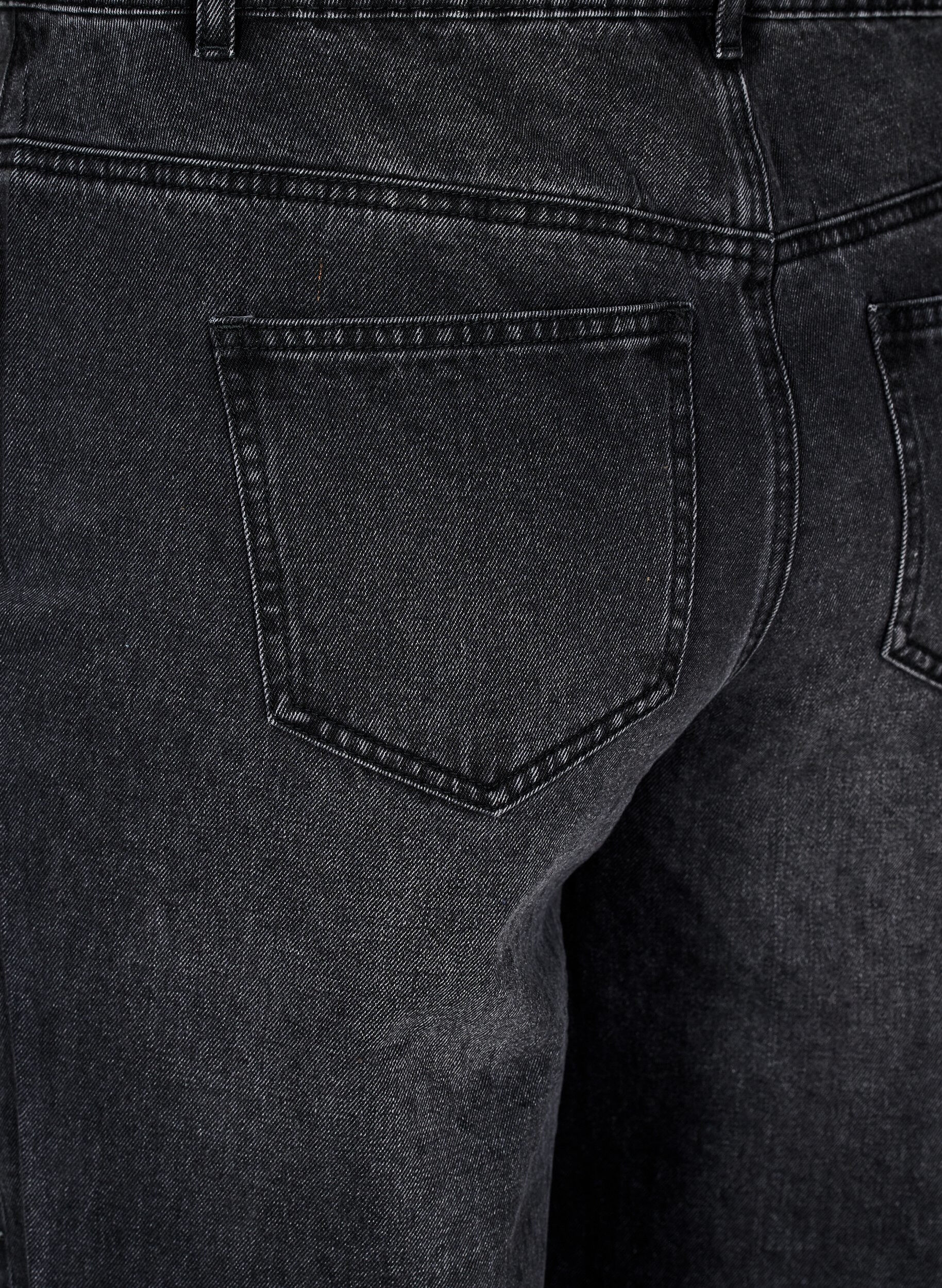 ZizziHigh-Waist-Jeans in gerader Passform mit Strasssteinen, Grau, Packshot image number 3