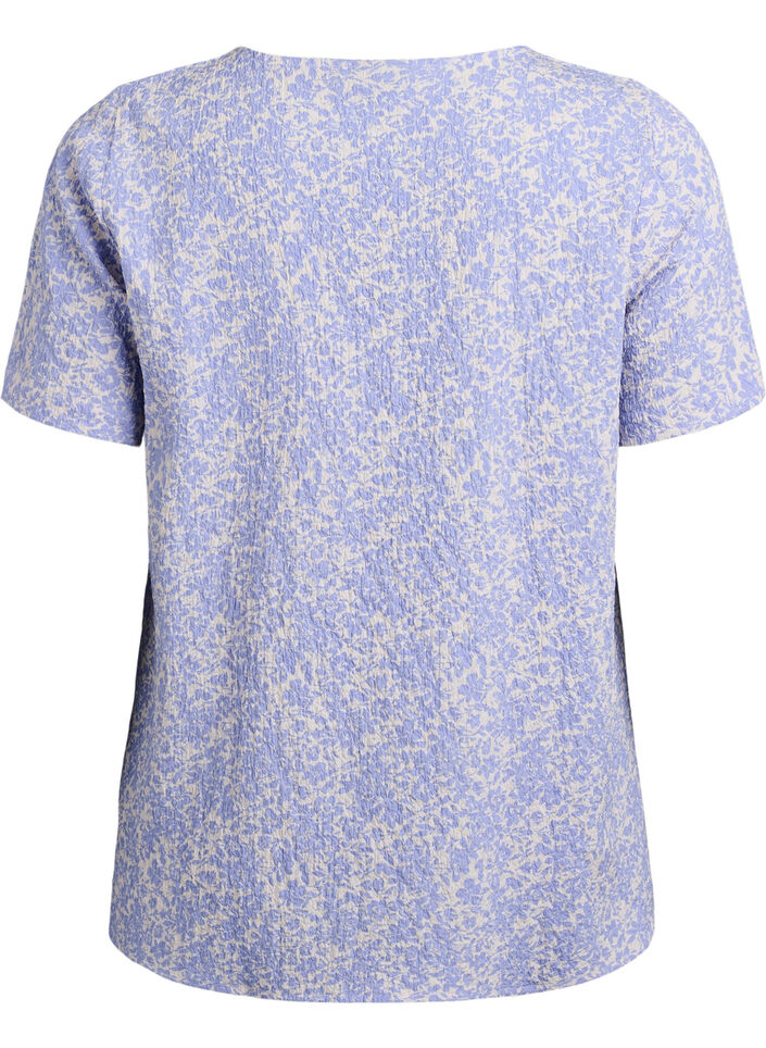 FLASH - Bluse mit Struktur und kurzen Ärmeln, Blau, Packshot image number 1