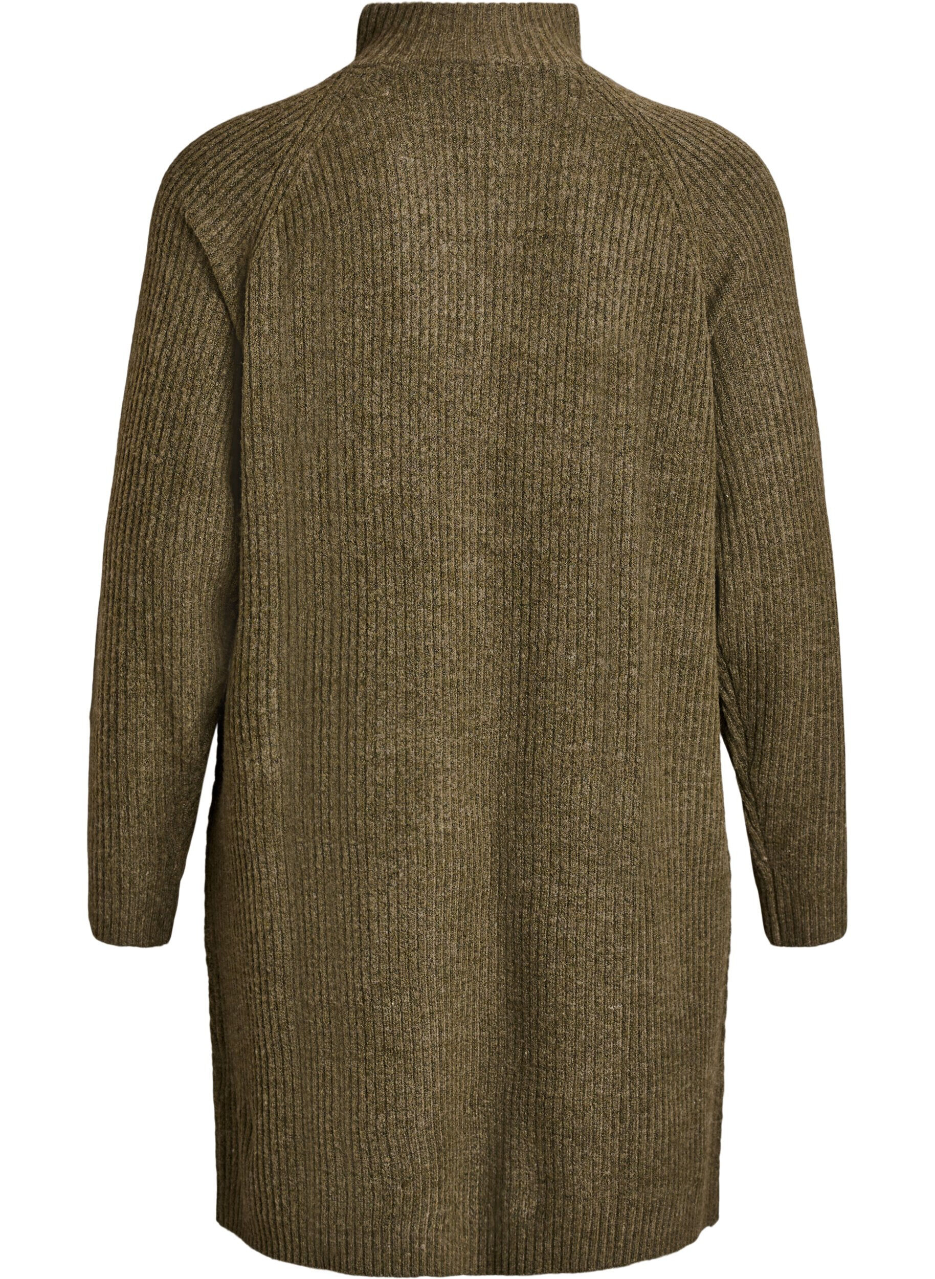 ZizziKnielanges Strickkleid mit hohem Kragen, Gr&uuml;n, Packshot image number 1