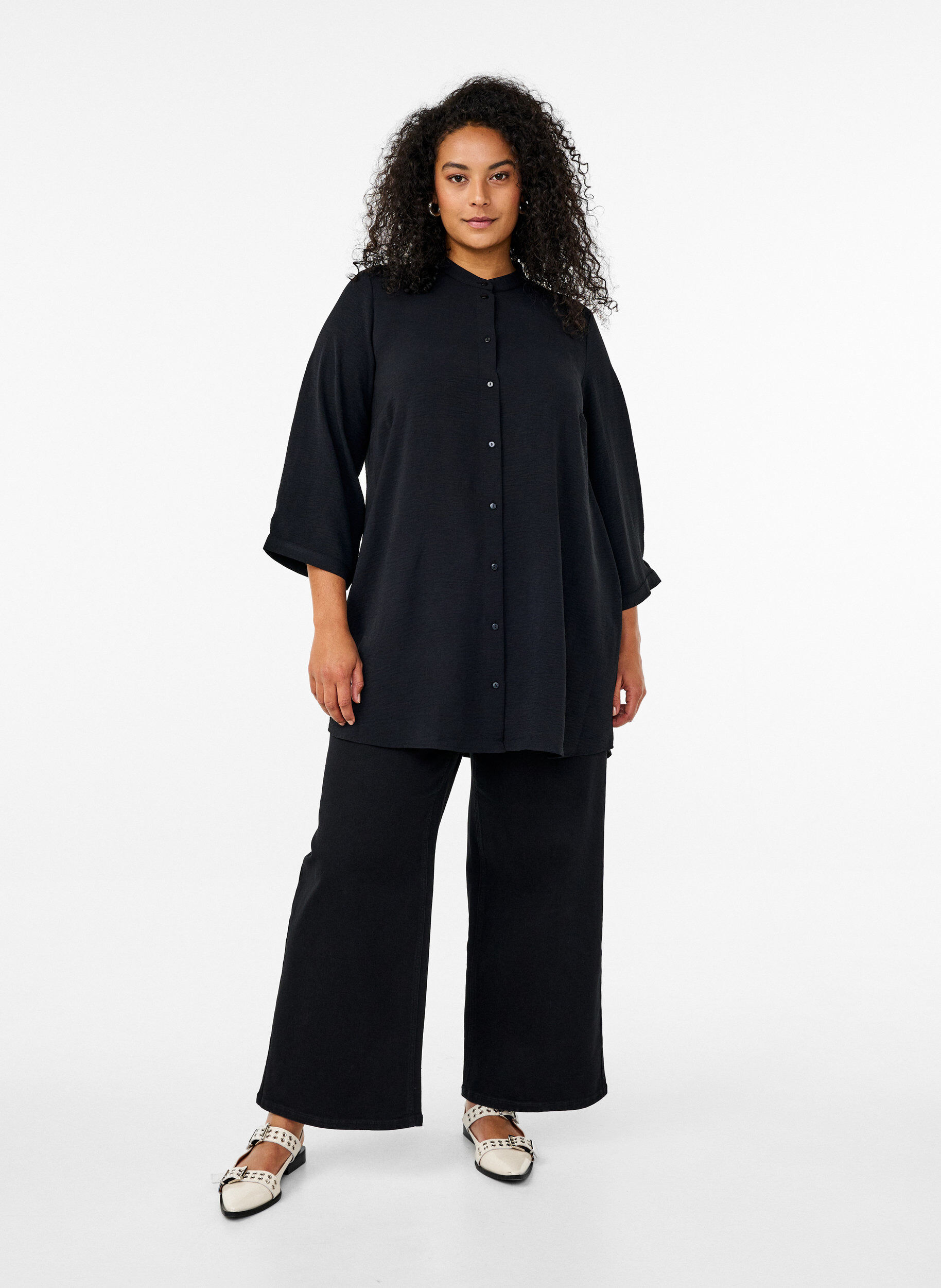 ZizziTunika mit 3/4-&Auml;rmeln, Schwarz, Model image number 1