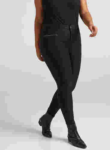 Slim Fit Hose mit Reißverschlussdetails, Black, Model image number 3
