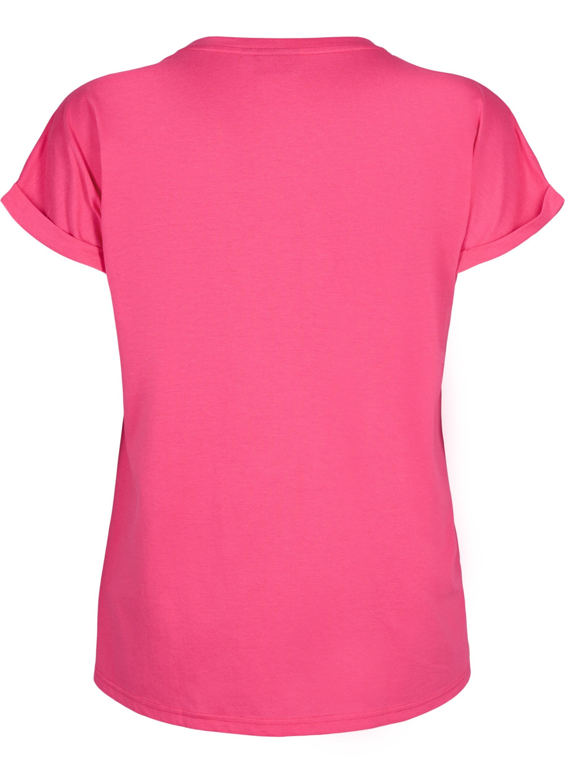 ZizziKurz&auml;rmeliges T-Shirt aus einer Baumwollmischung, Pink, Packshot image number 1