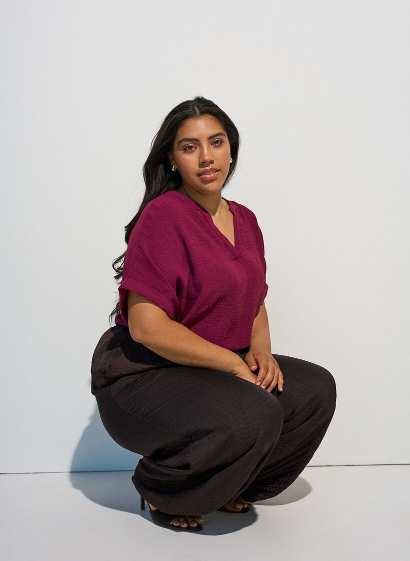 Lockere Bluse mit kurzen &Auml;rmeln, Rot, Model image number 0