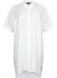 Langer Shirt aus Viskose mit Textur, Bright White, Packshot