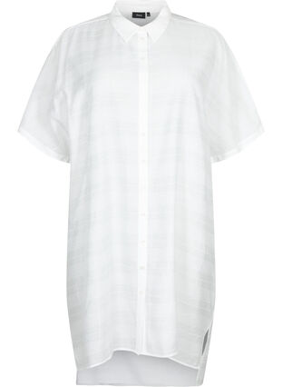 Langes Shirt aus Viskose mit Textur, Bright White, Packshot image number 0