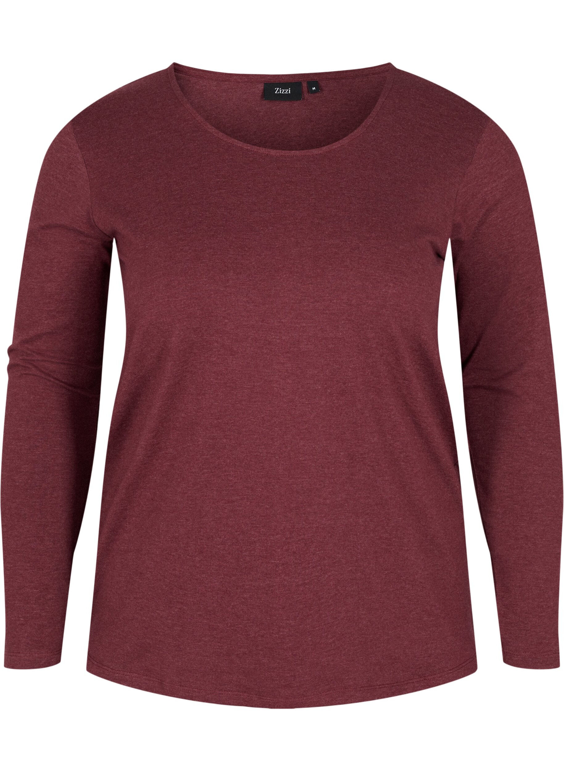 ZizziBasic Bluse mit langen &Auml;rmeln, Cabernet Melange, Packshot image number 0