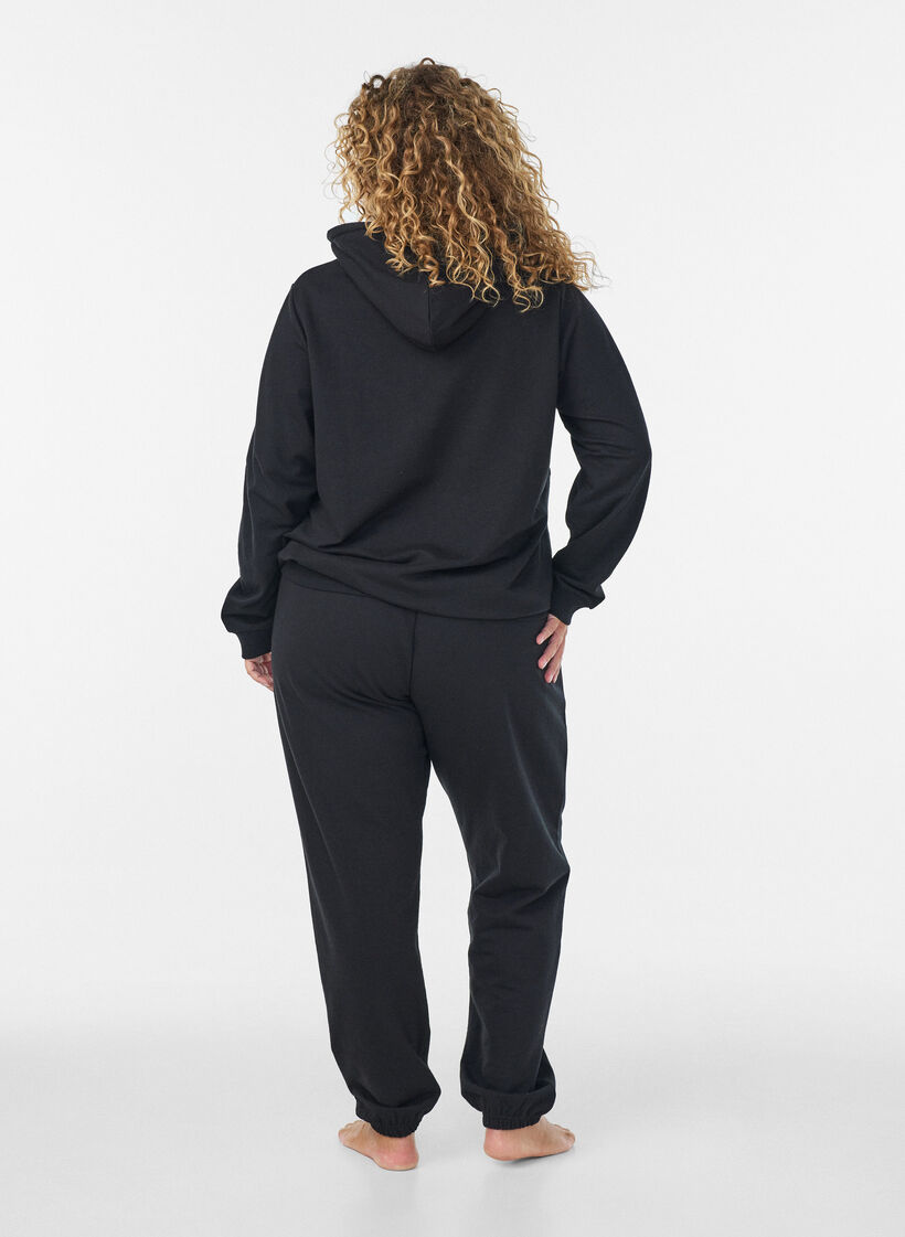 Sweatshirt mit Kapuze und Aufdruck, Schwarz, Model image number 2