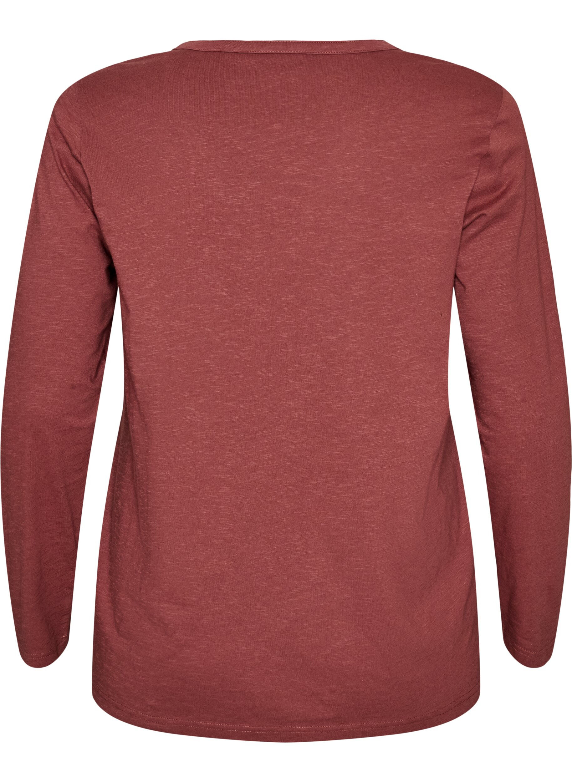 ZizziLangarmshirt mit V-Ausschnitt und Kn&ouml;pfen, Braun, Packshot image number 1