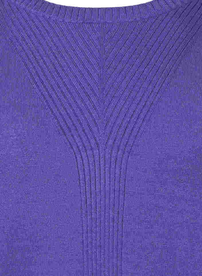 Unifarbene Strickbluse mit Rippedetails, Purple Opulence Mel., Packshot image number 2