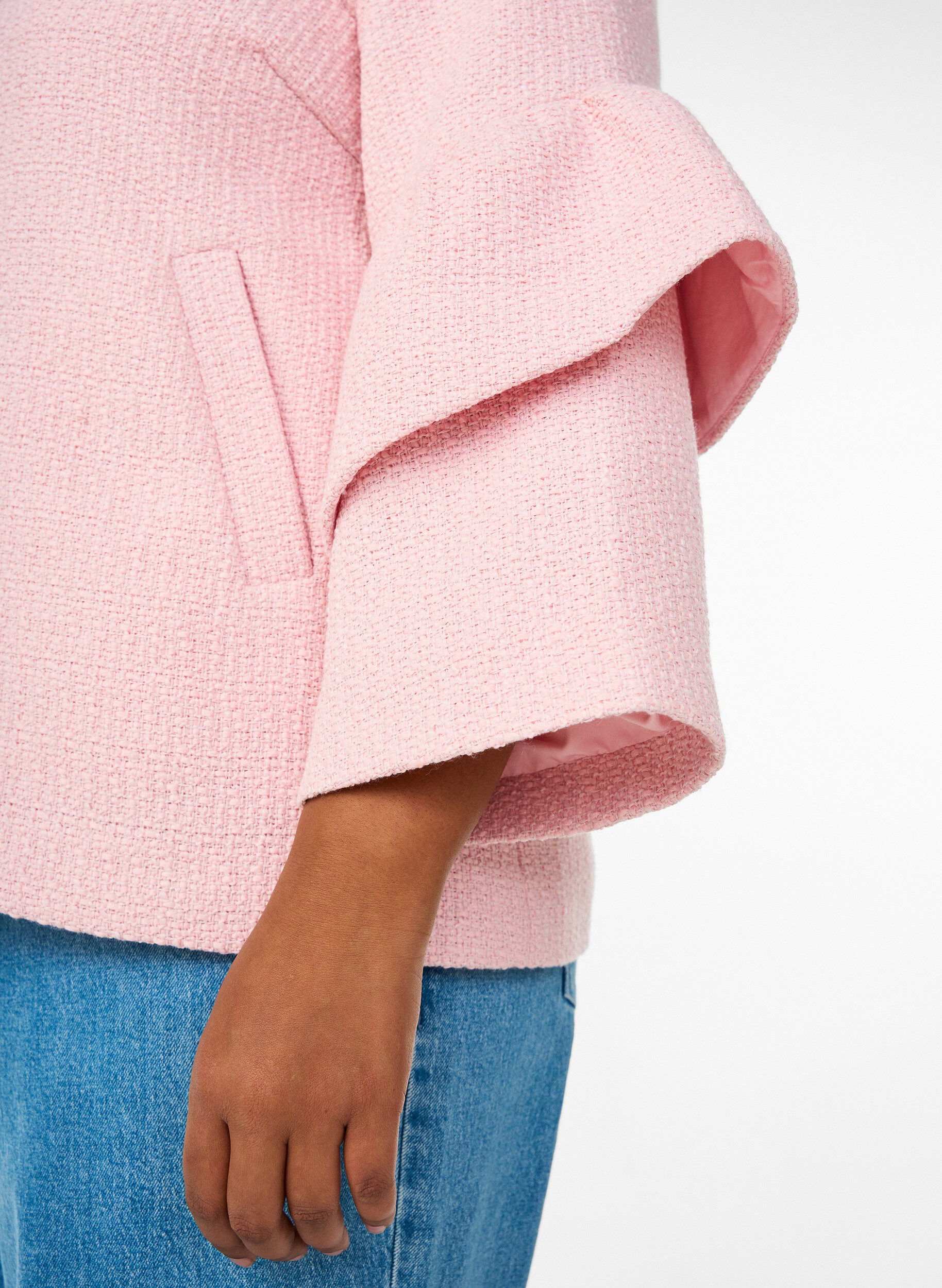 ZizziJacke aus Boucl&eacute; mit R&uuml;schendetails, Pink, Model image number 3