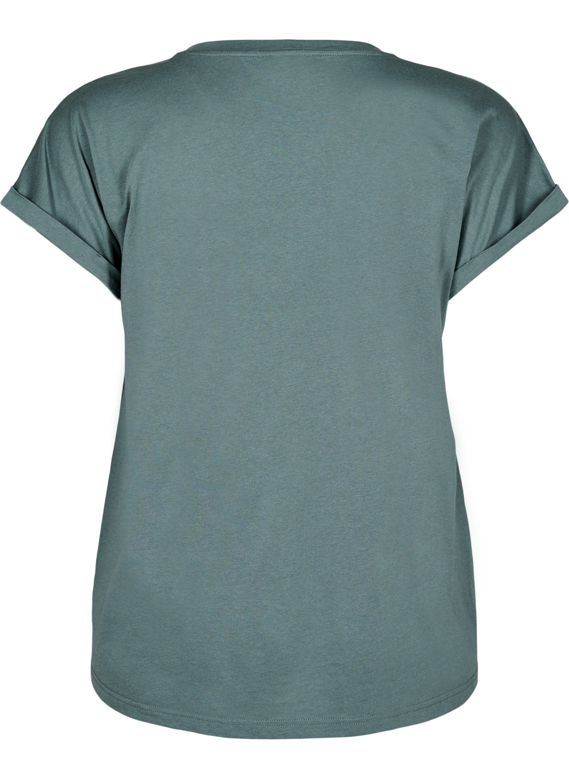 ZizziKurz&auml;rmliges T-Shirt aus einer Baumwollmischung, Gr&uuml;n, Packshot image number 1