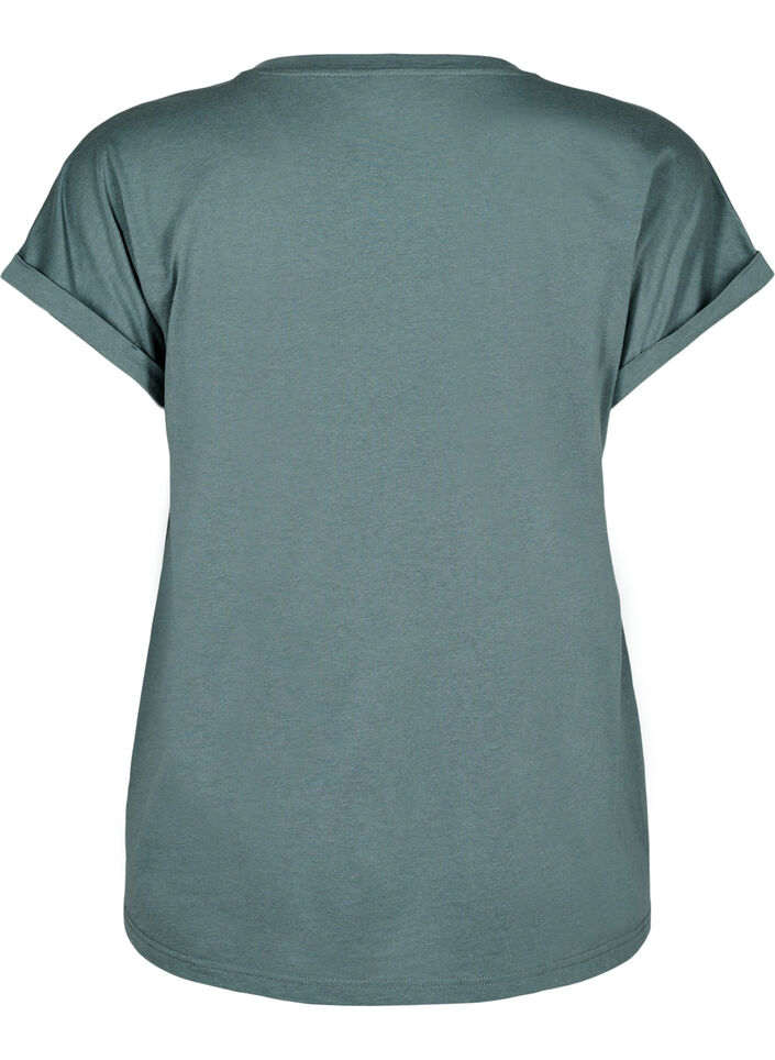Kurz&auml;rmliges T-Shirt aus einer Baumwollmischung, Gr&uuml;n, Packshot image number 1